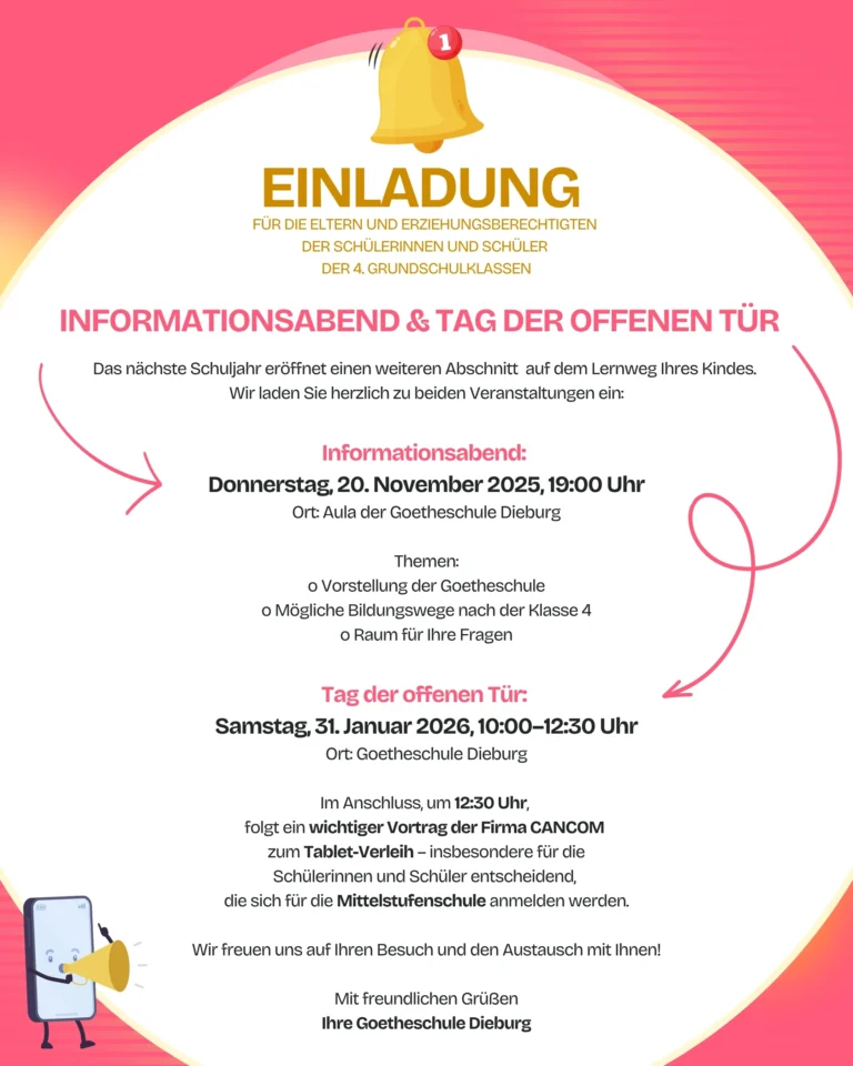Einladung zum Informationsabend & Tag der offenen Tür GSD imoTItkGqyA6BDg4BnAf23dqu